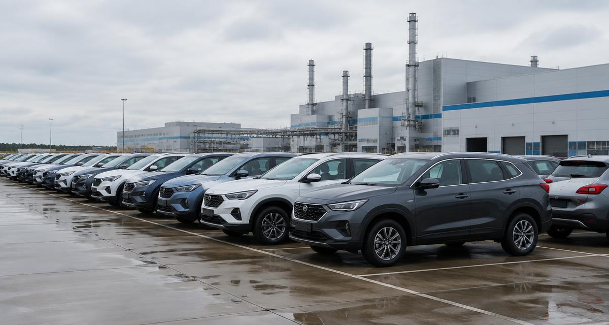 Новые кроссоверы на логистической площадке автозавода